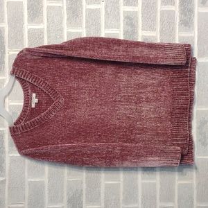 Orvis Women's Chenille Grape Purple Plush V-Neck Pullover Sweater Size Large